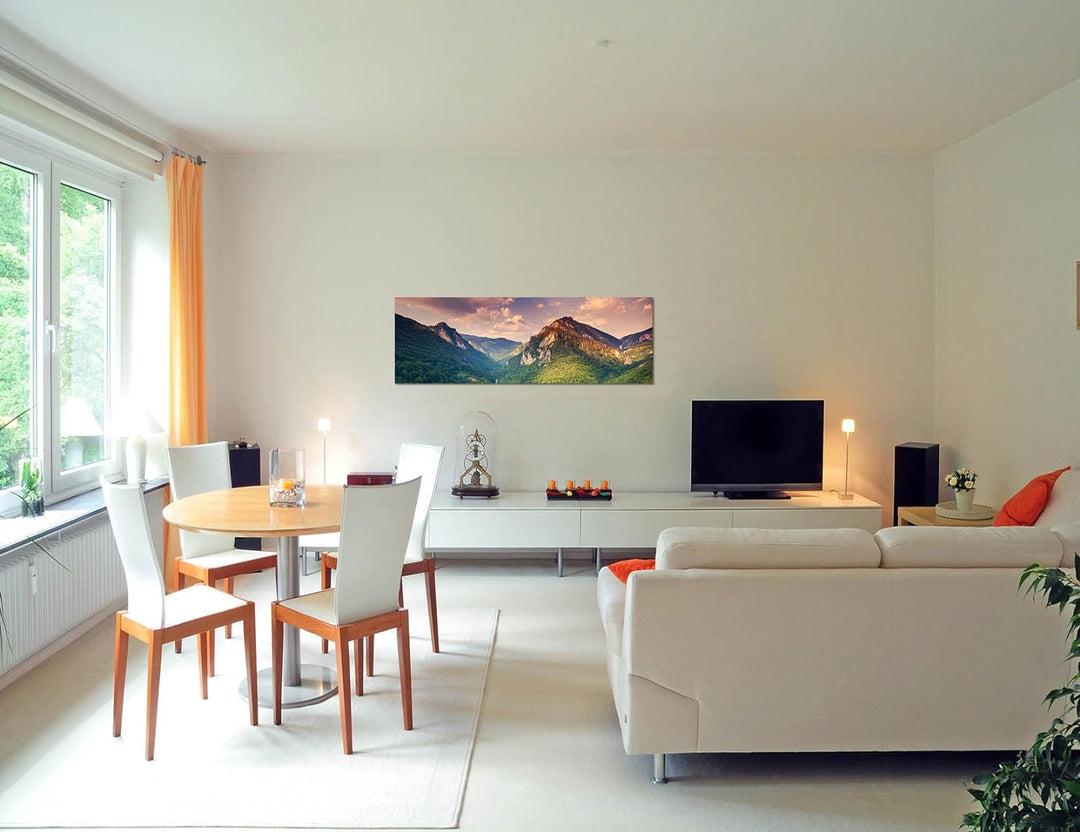 Paul Sinus Art Panoramabild auf Leinwand und Keilrahmen 120x40cm Montenegro Landschaft Gebirge Wald