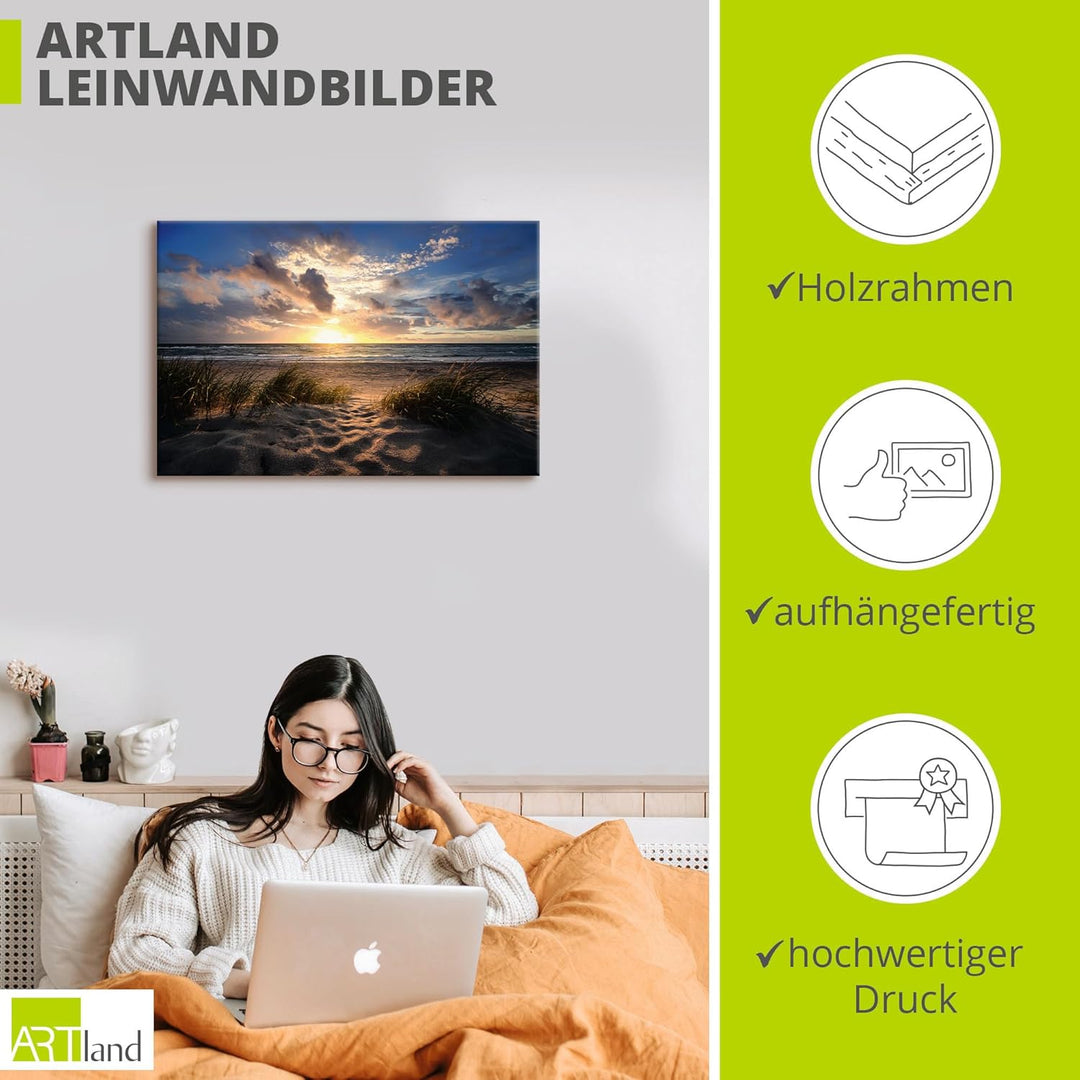 ARTland Leinwandbilder Wandbild Bild auf Leinwand 60x40 cm Wanddeko Strand Meer Küste Maritim Landsc