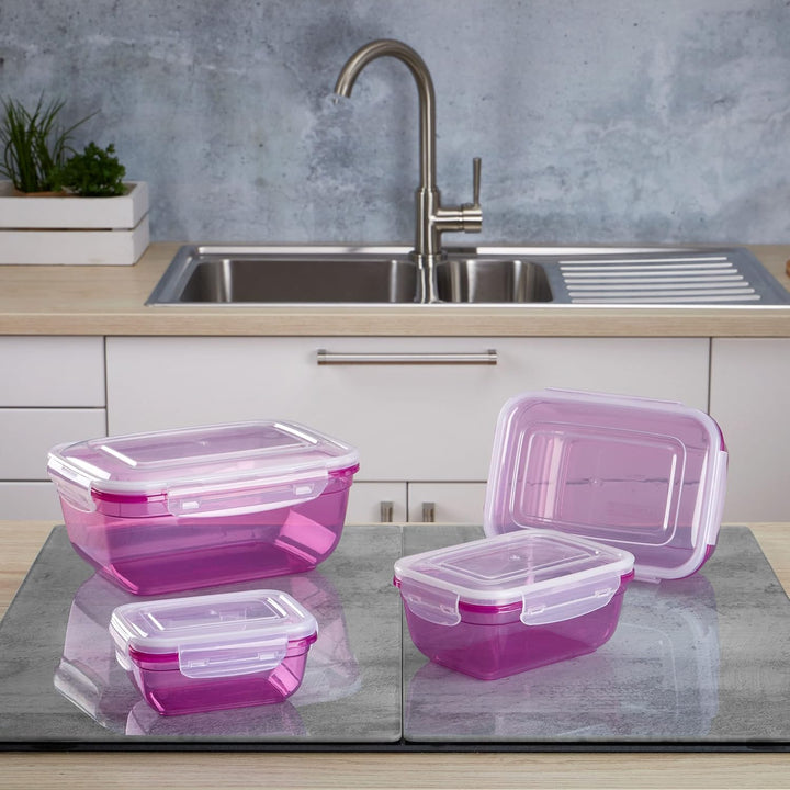 Grizzly 4er Set Frischhaltedosen (0,4L, 0,8L, 1,4L, 2,3L), rechteckig, Kunststoff, 100% luft-/wasser