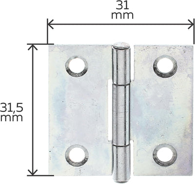 Hinge Rectangular 31 x 31 mm / 50 Stk. Oberflaeche: galvanisch gelb verzinkt, 31 x 31 mm