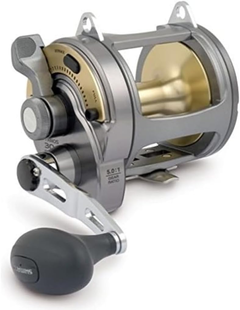 Shimano - Tyrnos – Multiplikatorrolle zum Hochseerangeln, Schwarz/Gold TYR30, TYR30