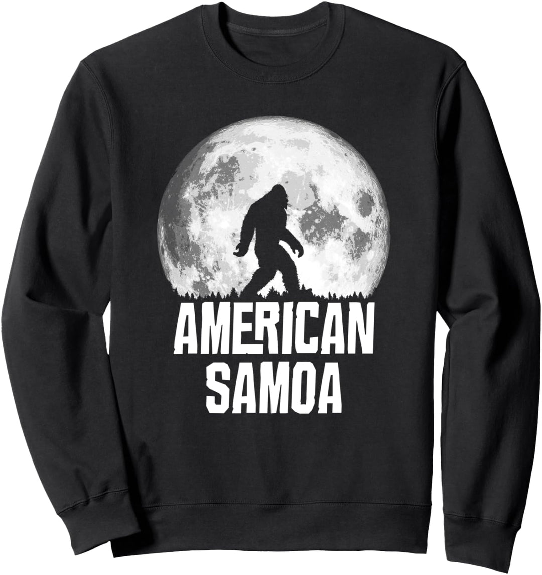 American Samoa Bigfoot Vintage Full Moon Retro Squatch Sweatshirt