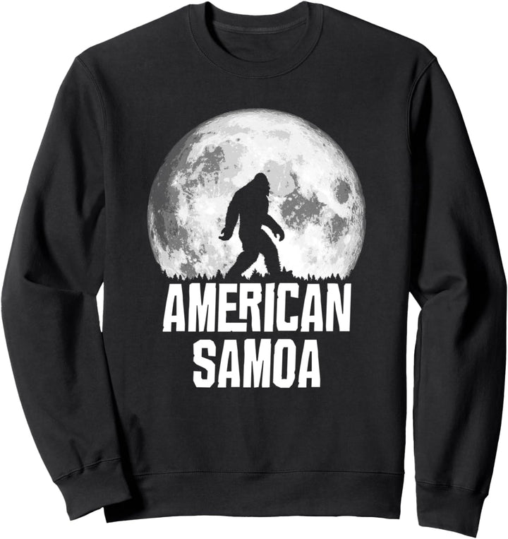 American Samoa Bigfoot Vintage Full Moon Retro Squatch Sweatshirt