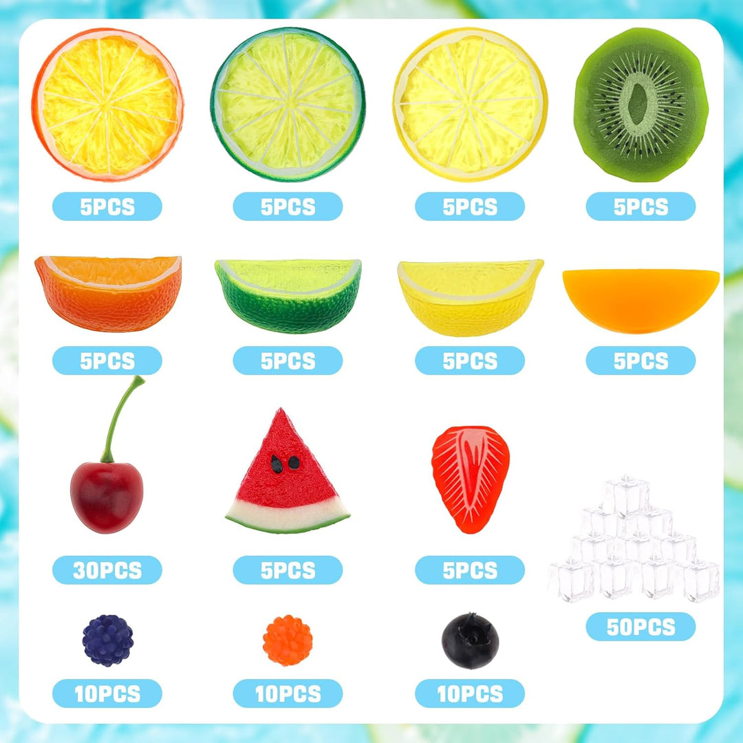 Gresorth 160 Stück Künstliche Kiwischeibe Gelber Pfirsich Zitrone Dekoration Falsche Wassermelone Er