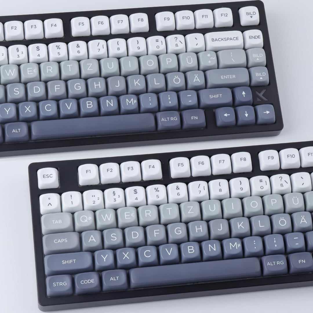 PBT German Keycaps 131 Keys Double Shot MOA Profile Keycap White-Grey Gradient Dye Sub Custom Keycap