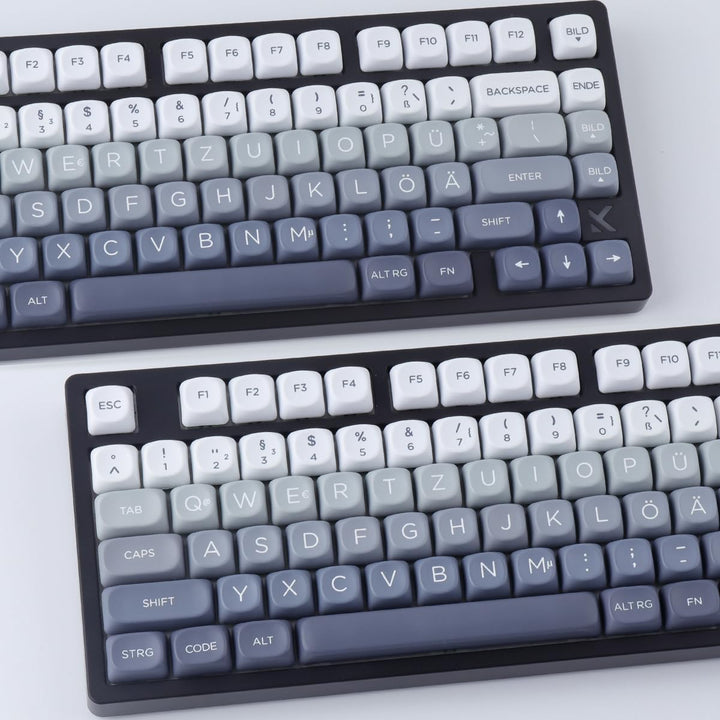 PBT German Keycaps 131 Keys Double Shot MOA Profile Keycap White-Grey Gradient Dye Sub Custom Keycap