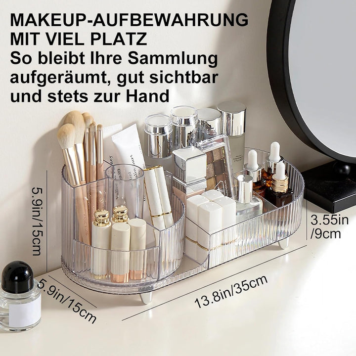 Make up Organizer 360° Drehbar, Grosser Bad Kosmetik Organizer mit Aufbewahrungsbox für Schminktisch