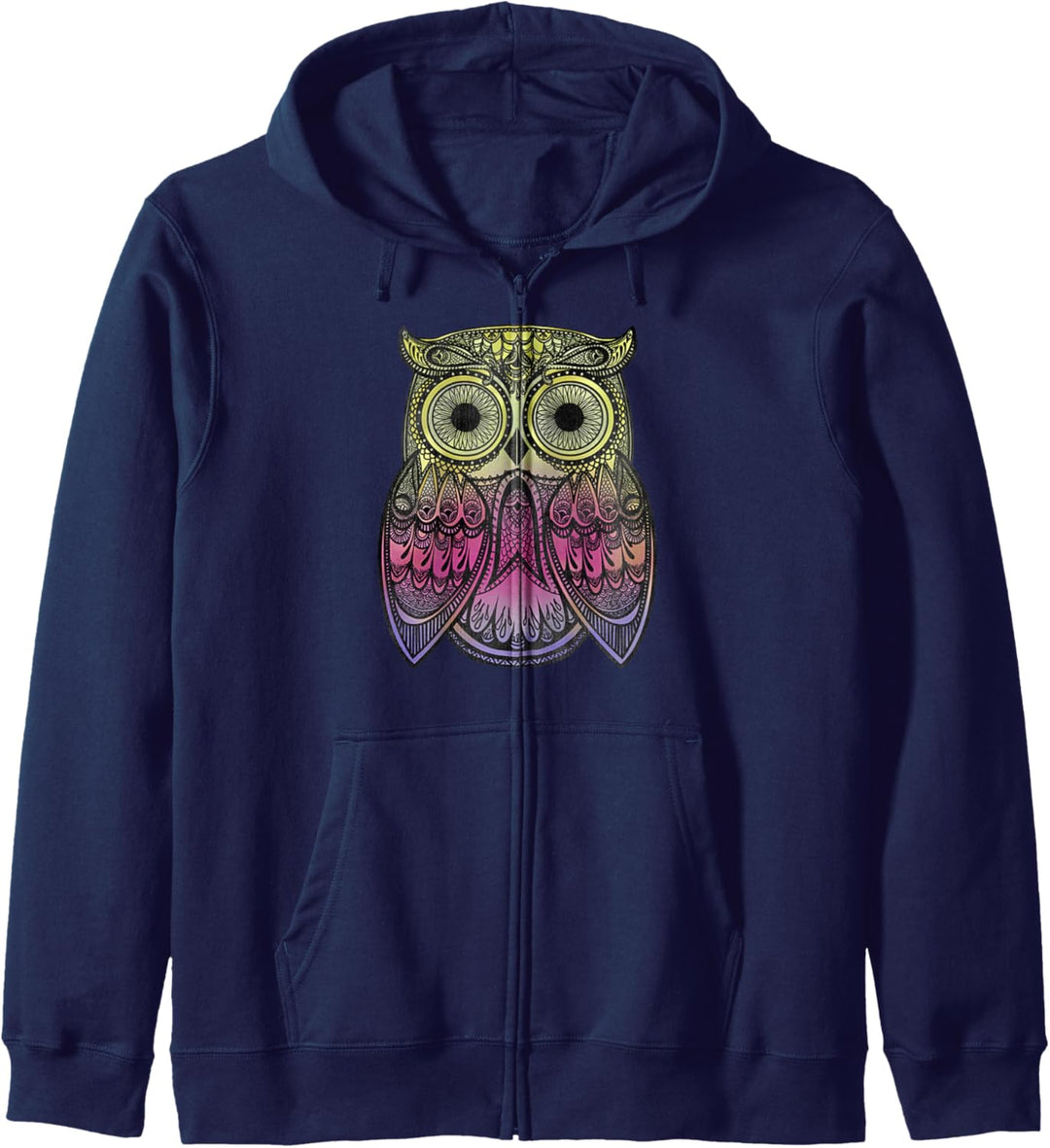 Teal Gradient Paisley Henna Owl Bohemian Kapuzenjacke