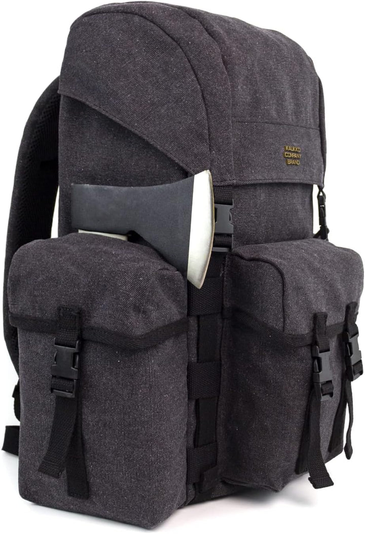 KAUKKO Canvas Retro Rucksack Damen Herren, Vintage Jagdrucksack Wanderrucksack mit 14 Zoll Laptopfac