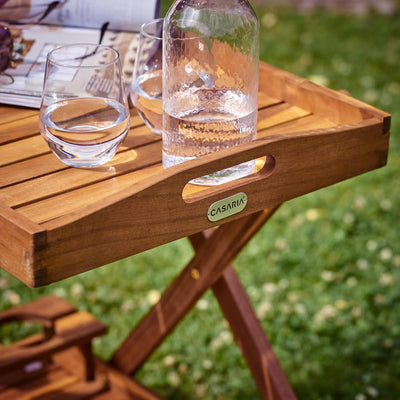 Casaria Servierwagen mit Rollen FSC®- zertifiziertes Akazien Holz 2 Ebenen Tablett Flaschenhalter Kü
