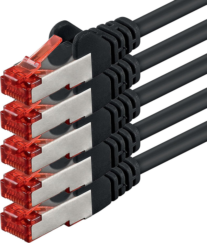 1aTTack.de 5x 10m - Cat 6 Netzwerk-Kabel Patch-Kabel Cat6 RJ45 SFTP - Schwarz