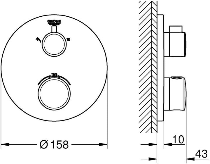 GROHE Grohtherm - Thermostat-Brausebatterie (mit integrierter 2-Wege-Umstellung, Sicherheitssperre b