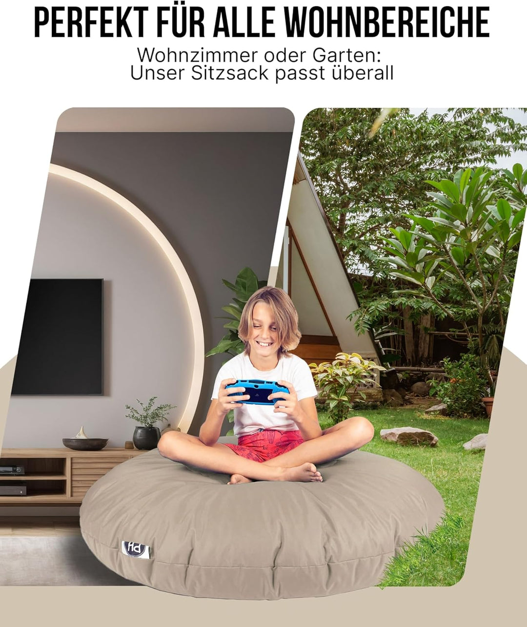 PATCH HOME Sitzsack 2 in 1 Sitzkissen Bodenkissen für Erwachsene &amp; Kinder - Gaming mit Füllung Kisse