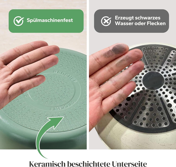 Redchef Töpfe Set mit Abnehmbaren Griffen, Antihaft Keramik Topfset 16/18/20cm und 3-IN-1 Verschluss