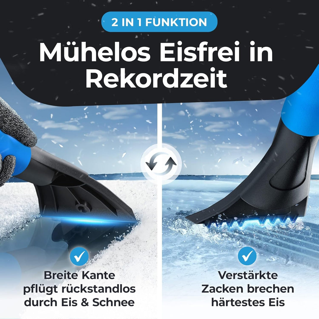 Eiskratzer Auto mit Besen TESTSIEGER 2025* - Ergonomischer Profi Schneebesen Auto schnell & stark -