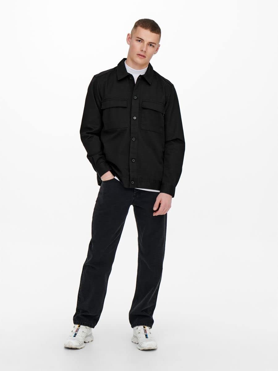 ONLY & SONS Long Sleeve Pocket Overshirt S Schwarz, S Schwarz