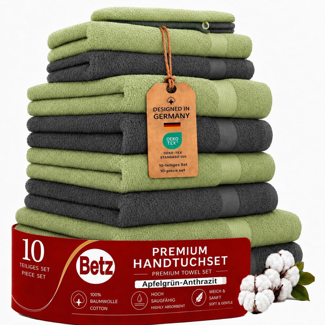 Betz Premium Frottier Handtuch-Set 10-teilig - 2X Duschtücher - 4X Handtücher - 2X Gästetücher - 2X