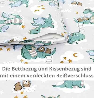 TupTam Unisex Baby Wiegenset 4-teilig Bettwäsche-Set: Bettdecke mit Bezug und Kopfkissen mit Bezug,