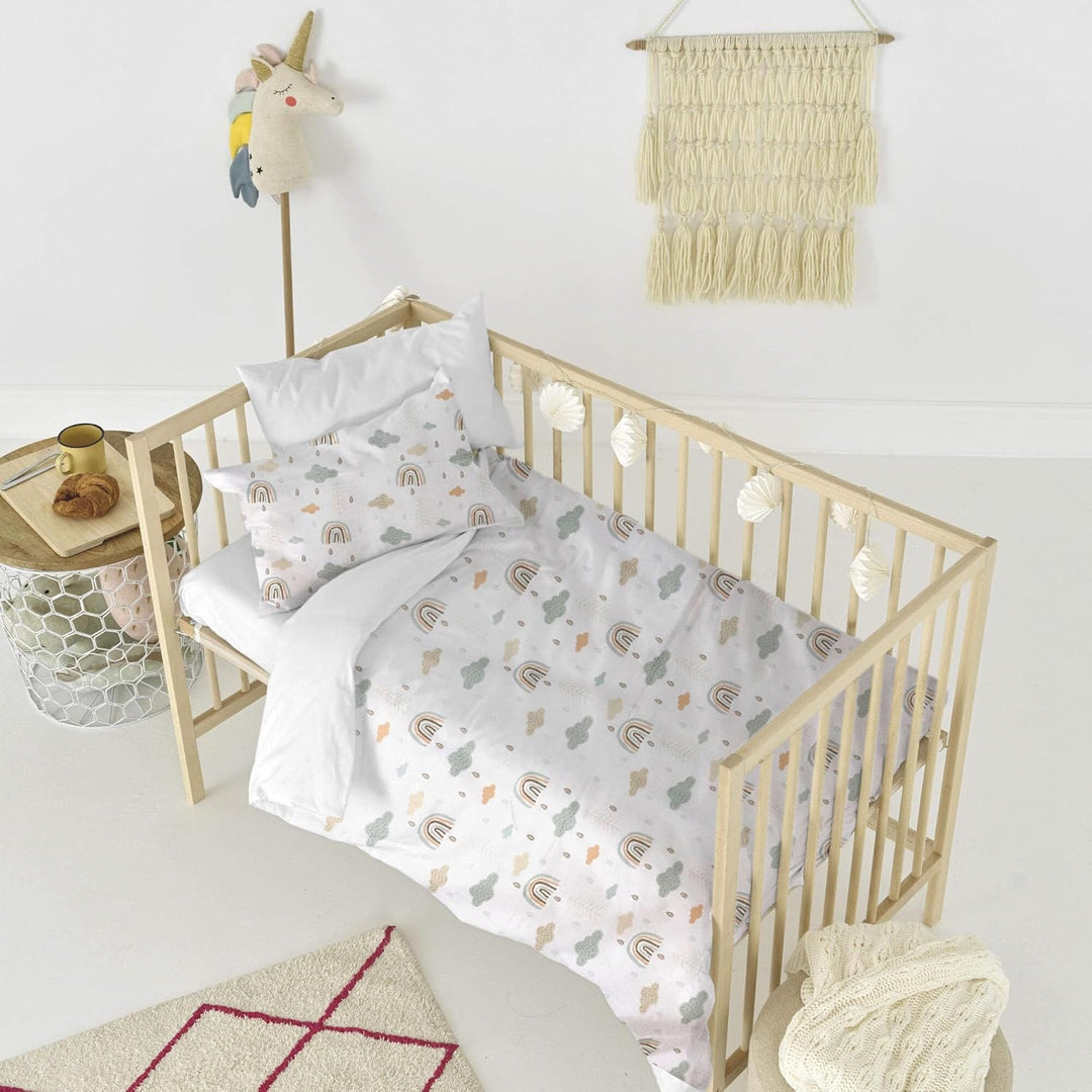 Wendbare Babybettwäsche-Sets (60 x 120 cm), 100 % Baumwolle, bestehend aus Bettbezug und Kissenbezug