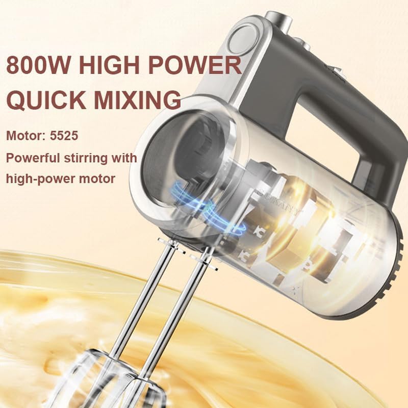 SOKANY 3-in-1 Handmixer SK-02017, 800 Watt Handrührgerät mit 5 Geschwindigkeiten, Edelstahl Rührgerä