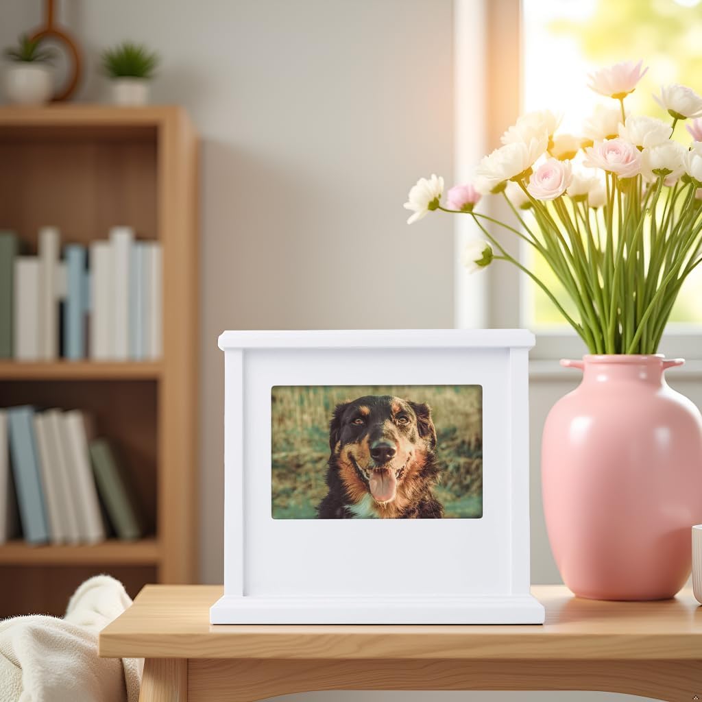 Pearhead 89050 Erinnerungsbox für Hunde oder Katzen, personalisierbar, Weiss Weisse Foto-Urne, Weiss
