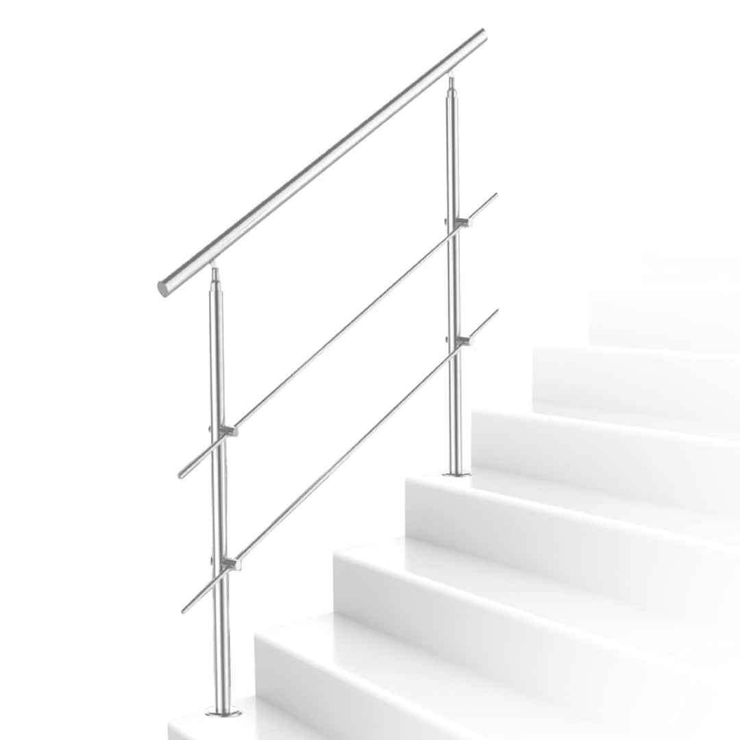Daromigo 180cm Edelstahl Handlauf Geländer mit 2 Querstreben, Handlauf Winkelverstellbar, Ø 42mm Tre