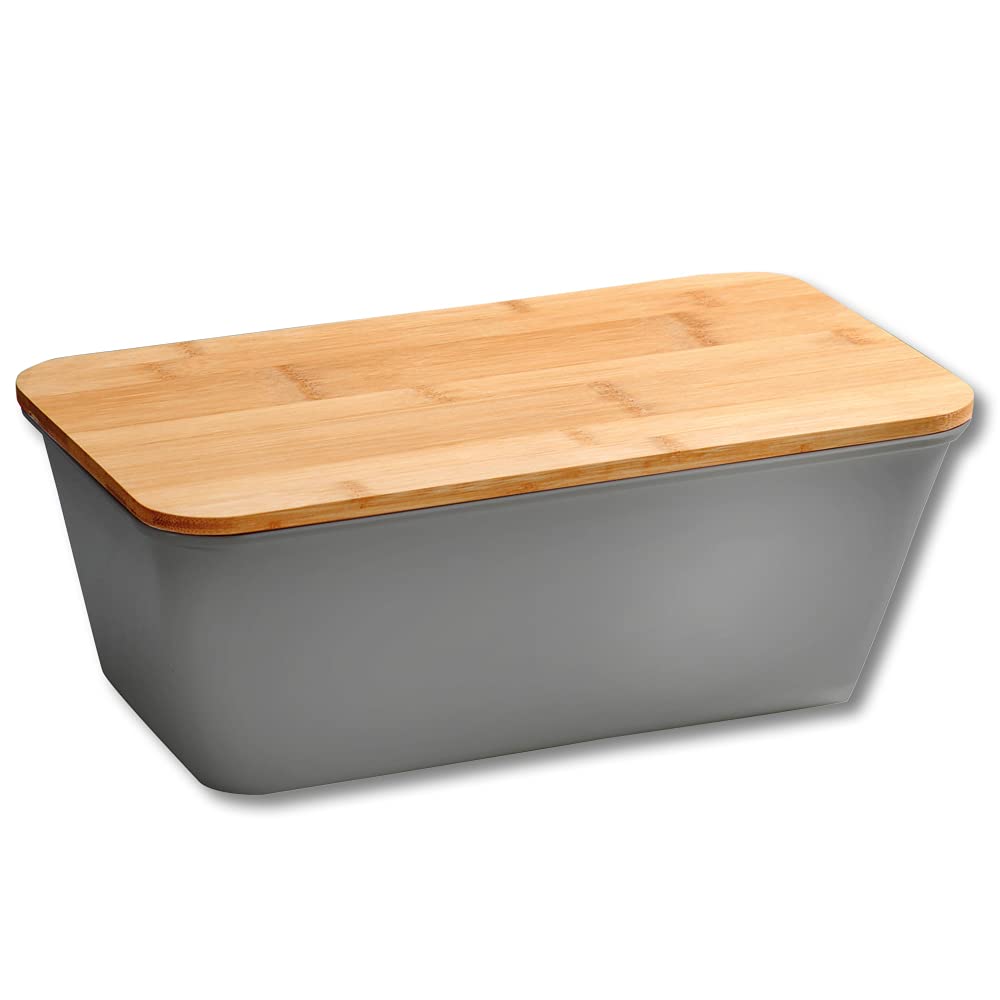 Kesper | Brotbox, Material: Kunststoff, Bambus, Masse: B: 35 x H: 14 x T: 20 cm, Farbe: Grau, Braun
