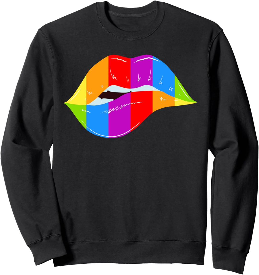 LGBT Regenbogen Lippen Kussmund Gay CSD Sweatshirt