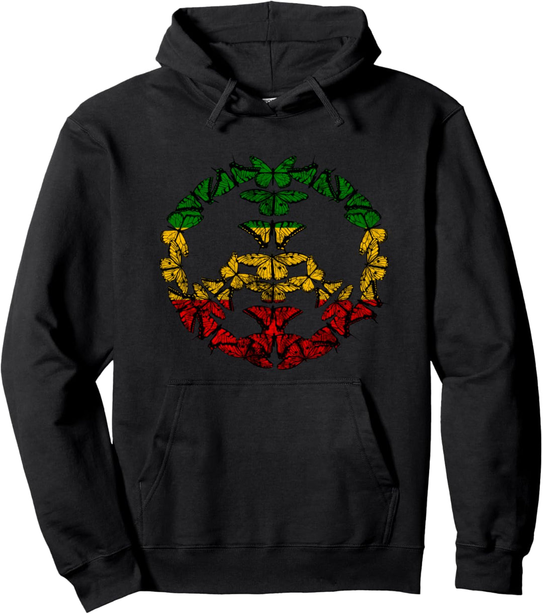 Reggae Schmetterling Peace Symbol Rasta Reggae Rastafari Pullover Hoodie
