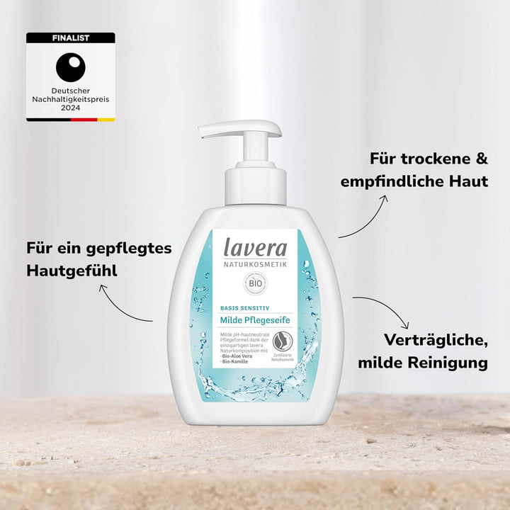 lavera basis sensitiv milde Pflegeseife – Flüssigseife mit Bio-Aloe Vera & Bio-Kamille - verträglich