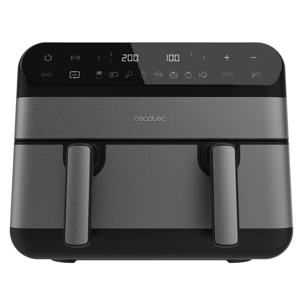 Cecotec Heissluftfritteuse Cecofry Advance 9000 Inox. 2800 W. 9 L, 30–200 °C, Dual-Zone-Airfryer, Do