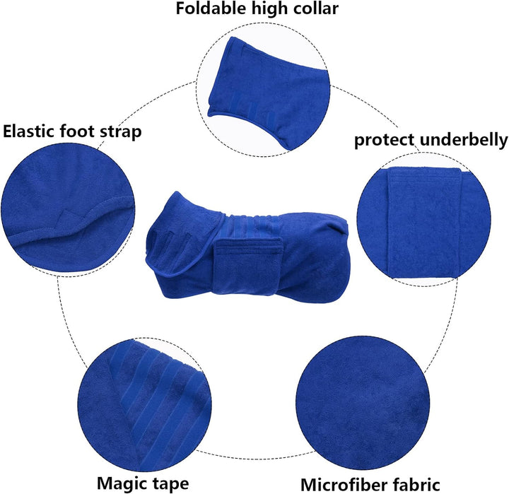 Geyecete -Mikrofaser Hundebademantel, schnell trocknend Badetuch mit Klettverschluss,sehr saugfähig