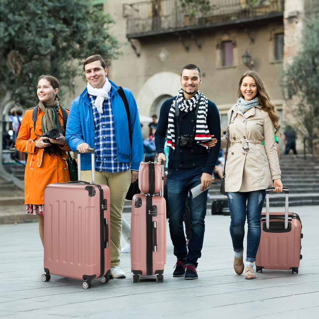LALAHO Kofferset 4 teilig, Reisekoffer Set mit Kosmetikkoffer, Hartschalen Koffer Set aus ABS, Gepäc