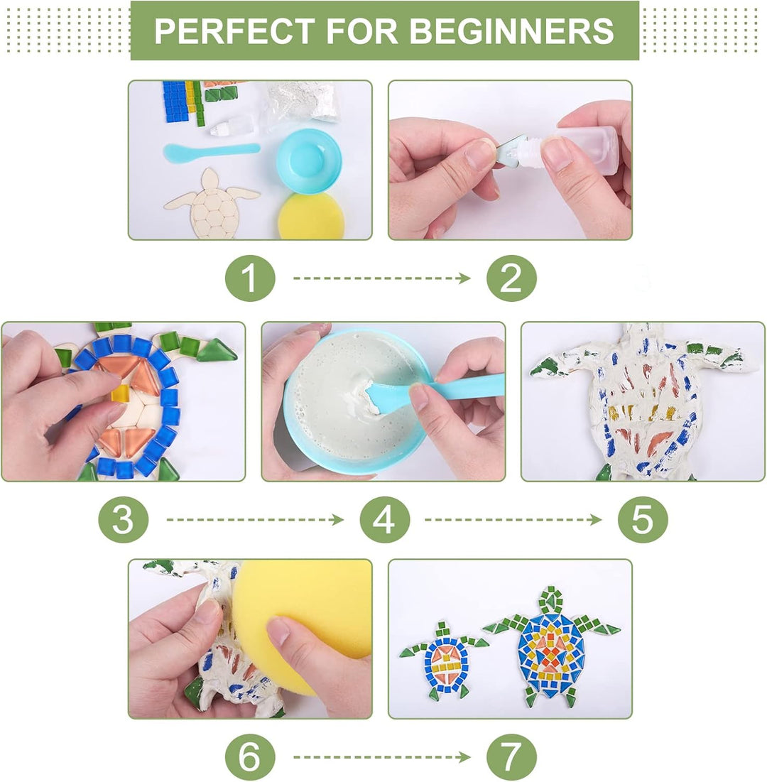 WEBEEDY 2 Set DIY Schildkröten-Mosaik-Kit Mosaik-Meeresschildkröten-Mosaik-Wandkunst-Schildkröten-Ba