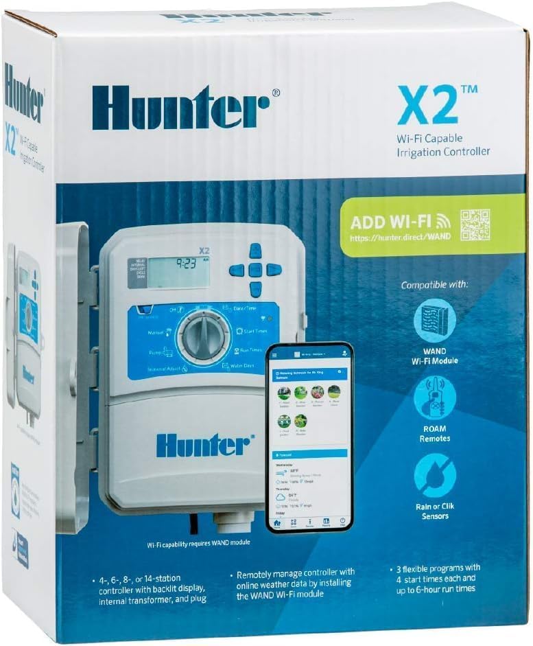 Hunter Industries Hydrawise X2 4-Stationen Bewässerungsregler für den Aussenbereich (X2-400), 4-Stat