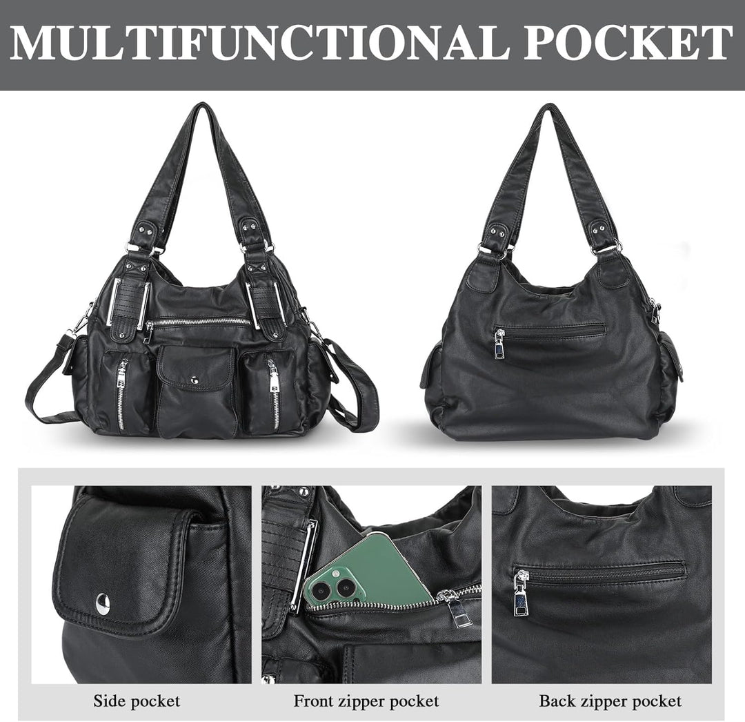 Damen Handtasche Grosse Schultertasche PU Leder Henkeltasche Frauen Weiches Hobo Tasche Umhängetasch