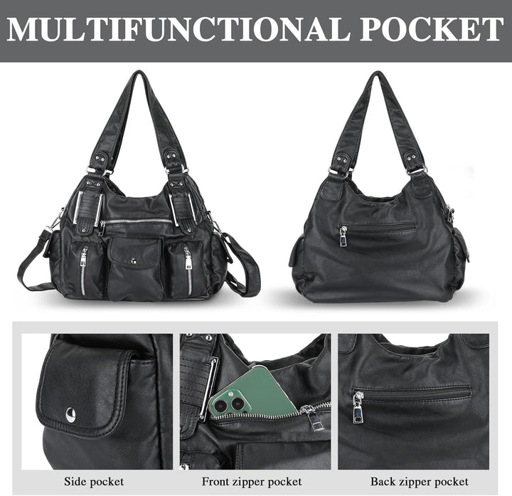 Damen Handtasche Grosse Schultertasche PU Leder Henkeltasche Frauen Weiches Hobo Tasche Umhängetasch