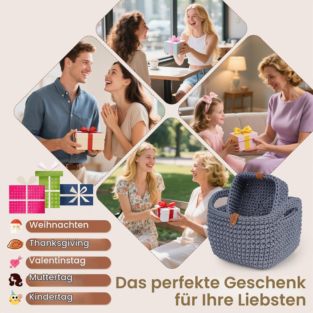 Aeelike 2Pcs Square Häkelkorb Häkelset für Anfänger, Starter Häkelset mit Häkelnadeln 4,5mm 4,0mm, 4