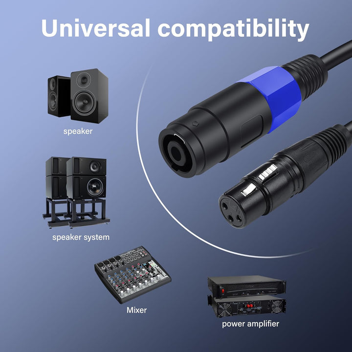SinLoon Speakon auf XLR-Kabel, 22 AWG, Speakon auf XLR-Buchse, Audio-Verlängerungskabel mit Drehvers