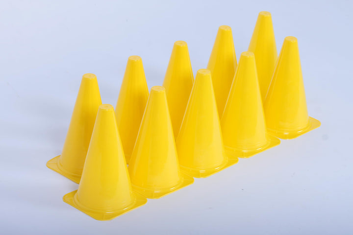 10er Set Markierkegel, 23 cm, Farbe gelb für Agility Hundesport, Koordinationstraining, Ausdauertrai