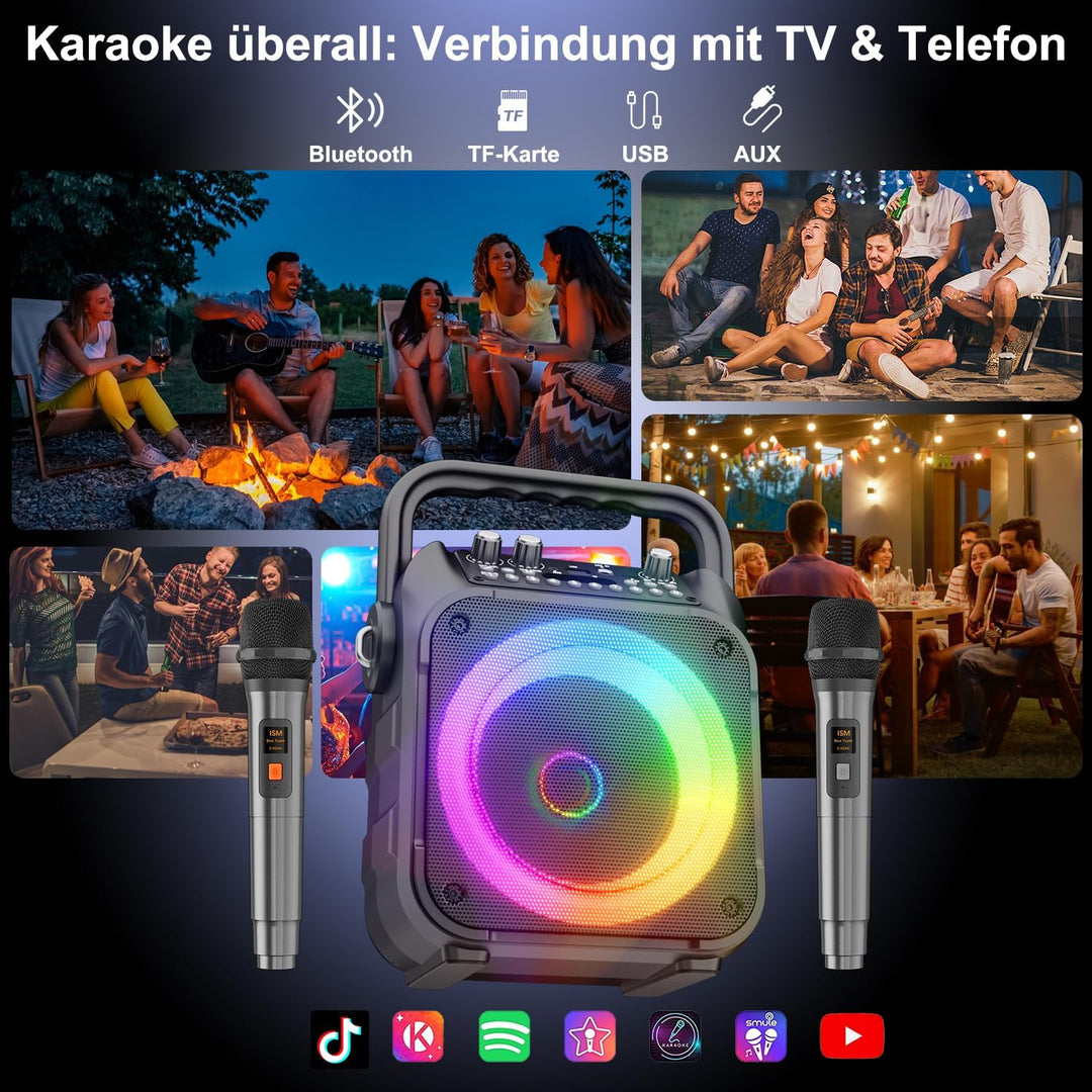 Karaoke Maschine mit 2 Karaoke Mikrofonen: Singingmate Karaoke Anlage mit 2 Mikrofonen für Erwachsen