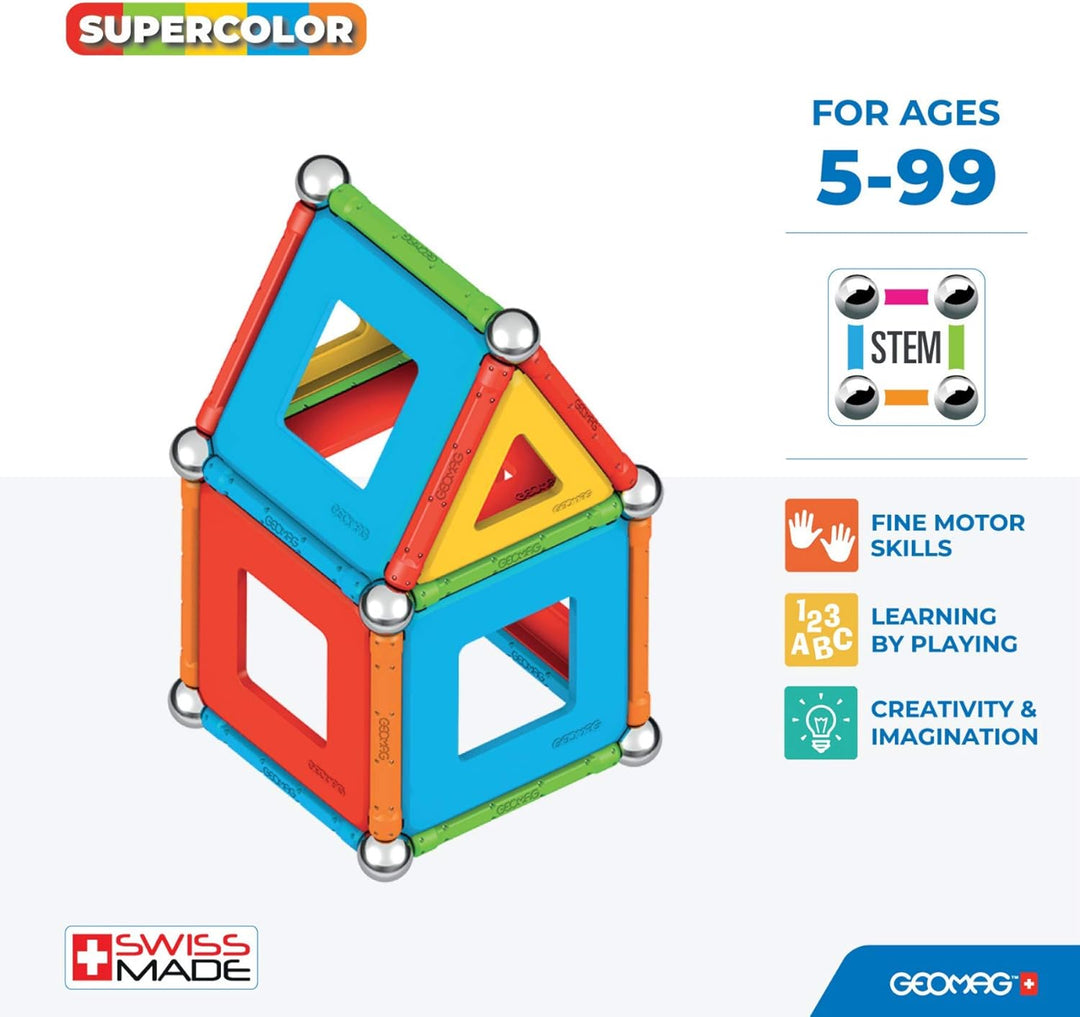 Geomag - Supercolor Magnetic Constructions for Kids, Magnetic Toy, Green Collection 100% Recycled Pl