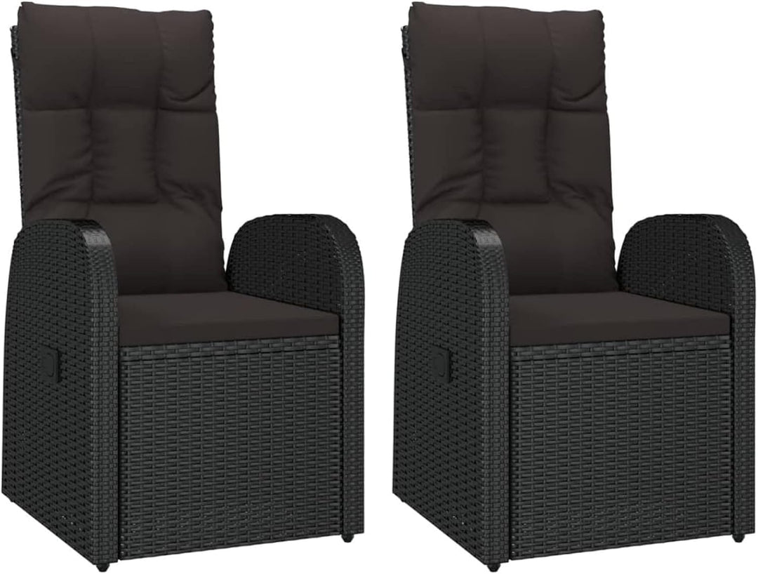 Yolola Rattanmöbel mit 2X Sessel mit Liegefunktion ausgestattet und Beistelltisch, Polyrattan Garten