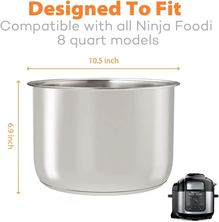 Goldlion Stainless Steel Inner Pot Compatible with Ninja Foodi 8 Quart Accessories Replacement Inser