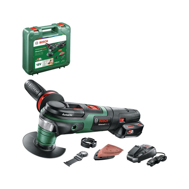 Bosch Akku Multifunktionswerkzeug AdvancedMulti 18 (1 Akku, 18 Volt System, im Koffer) Set | 1 Akku