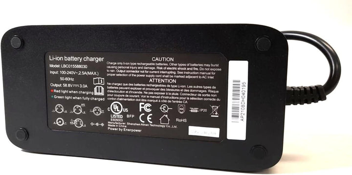Enerpower Ladegerät Li-Ion 58,8V 3A 180 Watt (XLR-3, DC Rundstecker 5,5 x 2,5 mm) für 14S Li-Ion Akk