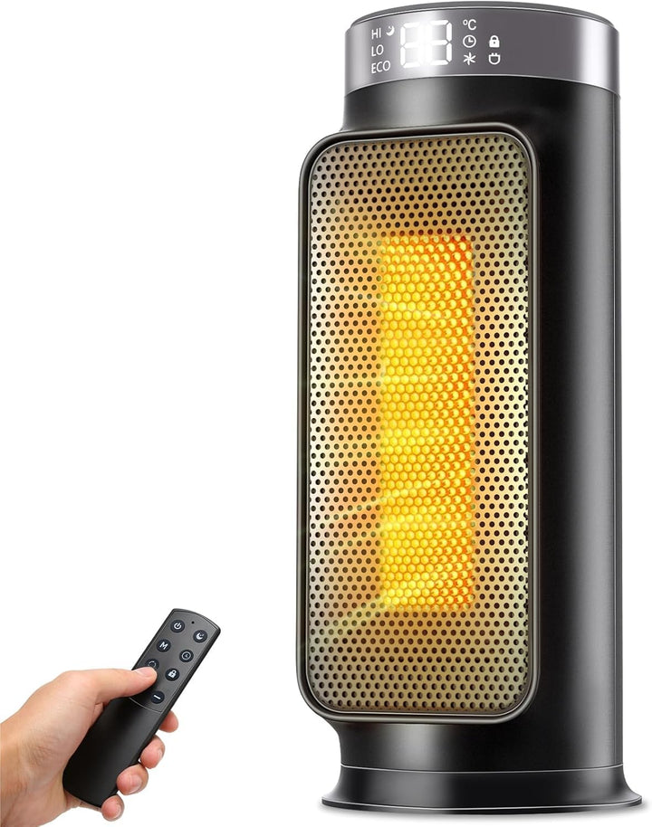 1800W PTC Heizlüfter mit Fernbedienung, Tragbarer Heizstrahler Elektroheizer für Innenräume, Keramik