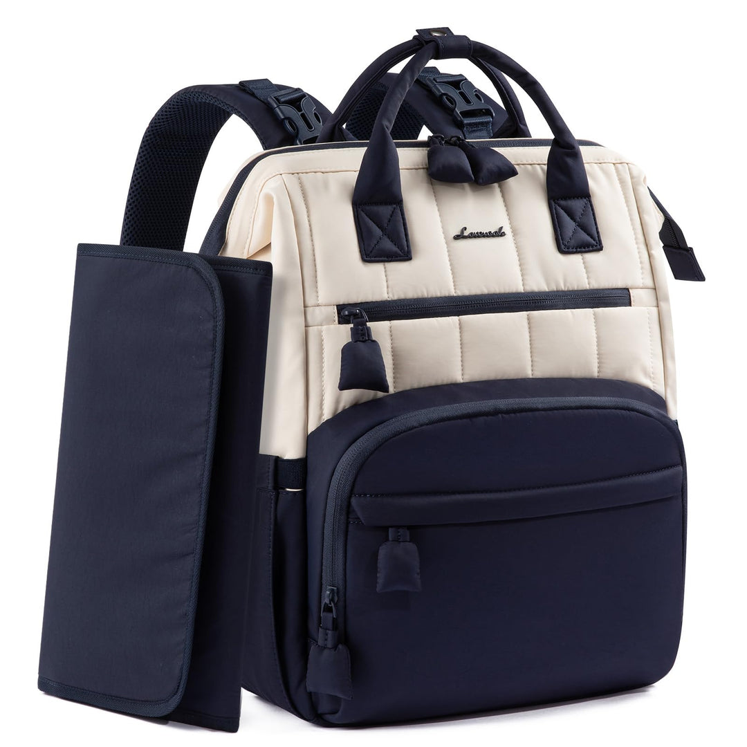LOVEVOOK Wickelrucksack Gross Baby Wickeltasche Rucksack M Blau-beige, M Blau-beige