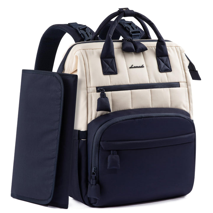 LOVEVOOK Wickelrucksack Gross Baby Wickeltasche Rucksack M Blau-beige, M Blau-beige