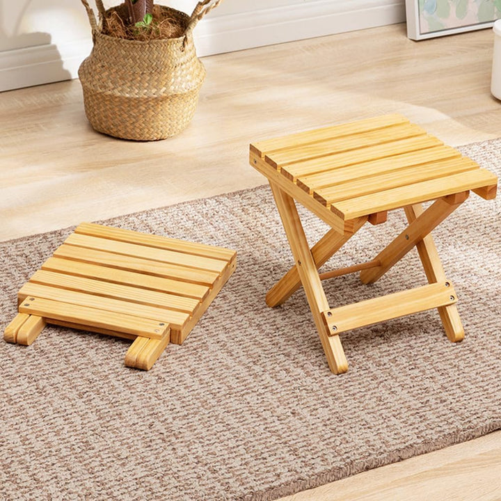 Happyyami Outdoor-beistelltische Für Die Terrasse Weintisch Am Strand Mini-hocker Aus Holz Tragbarer